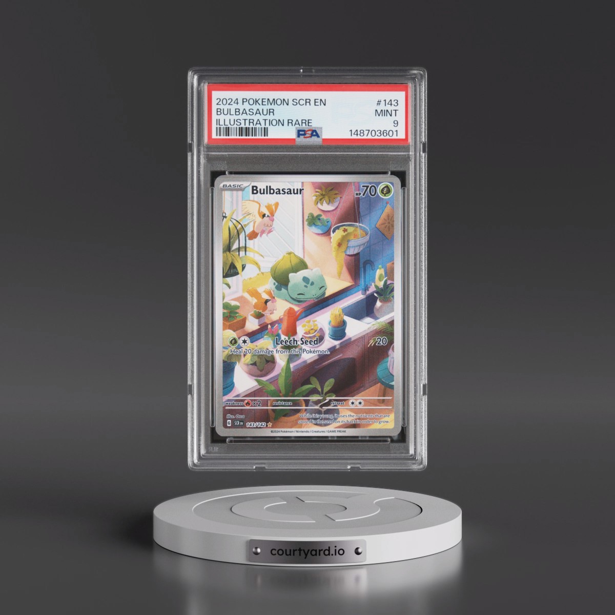 2024 Pokémon Scr EN-Stellar Crown #143 Bulbasaur - Illustration Rare (PSA 9 MINT)
