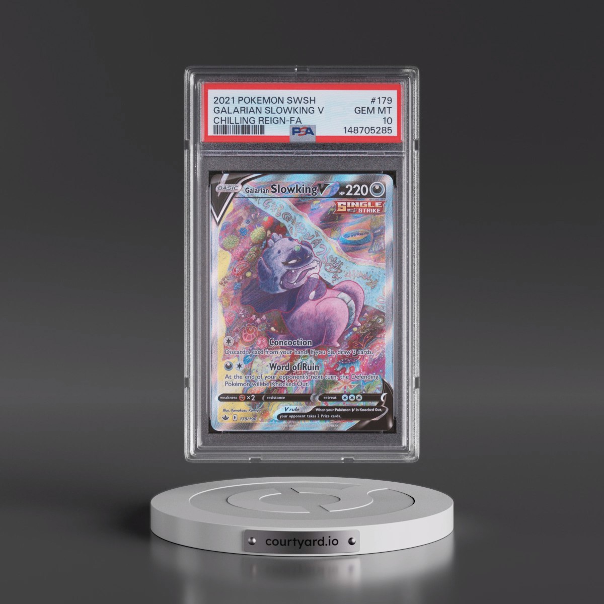 2021 Pokémon Sword & Shield Chilling Reign #179 Galarian Slowking V - Holo Full Art (PSA 10 GEM MINT)