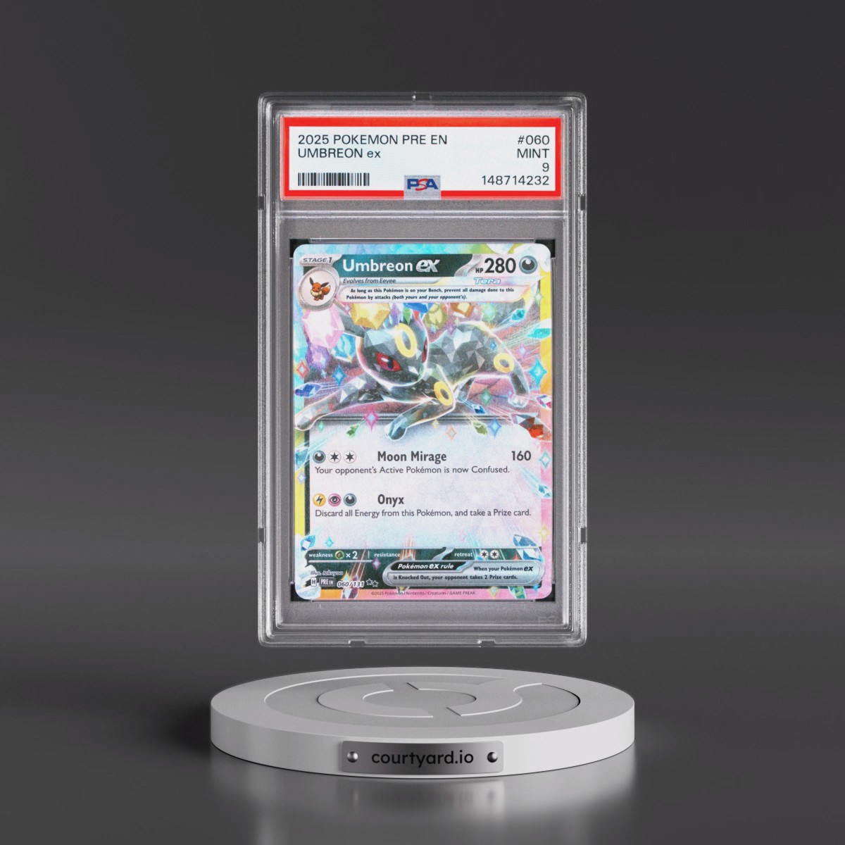 2025 Pokémon Pre EN-Prismatic Evolutions #060 Umbreon EX - Holo (PSA 9 MINT)