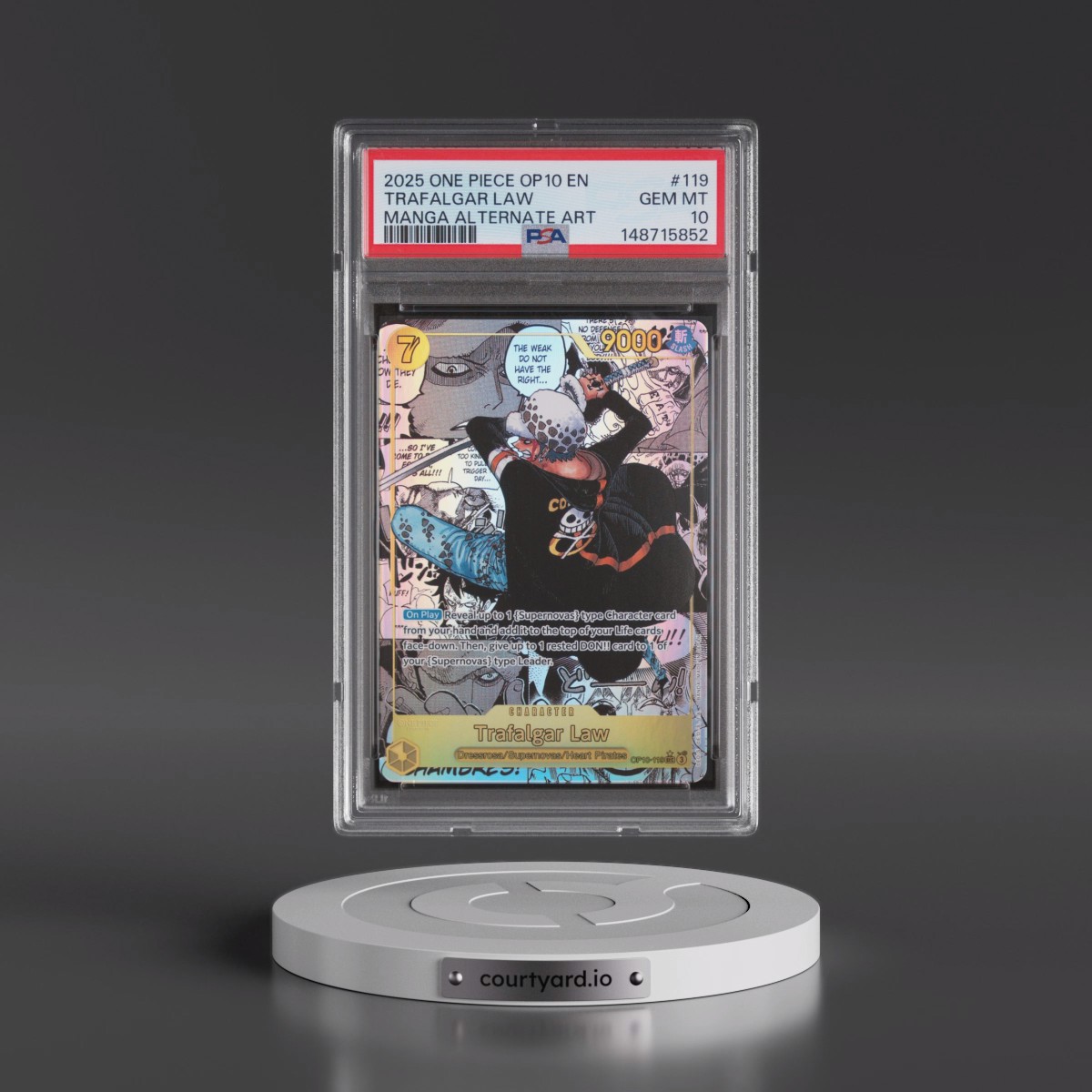 2025 One Piece OP10-Royal Blood #119 Trafalgar Law - Manga Alternate Art (PSA 10 GEM MINT)