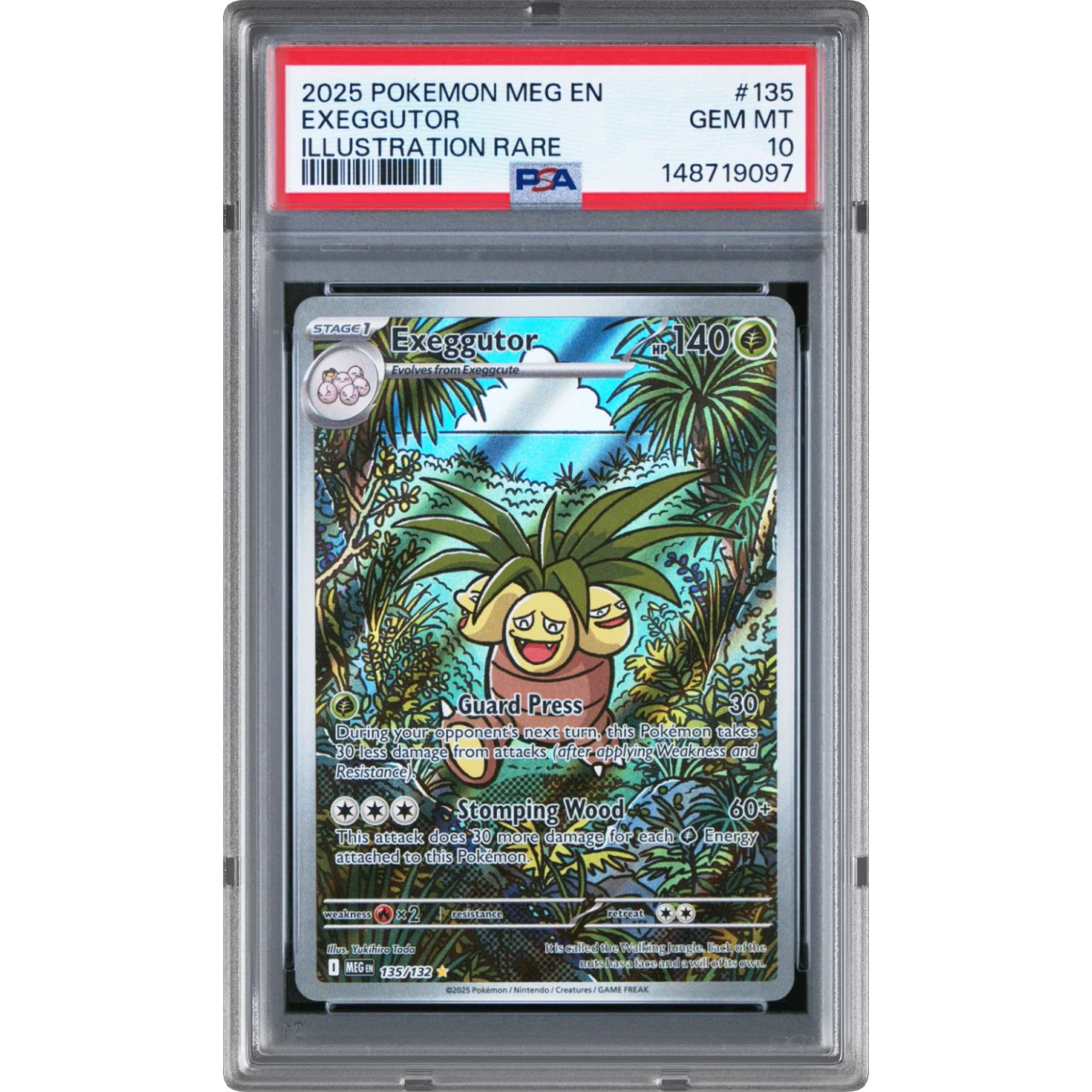 2025 Pokémon Meg EN-Mega Evolution #135 Exeggutor - Illustration Rare (PSA 10 GEM MINT)