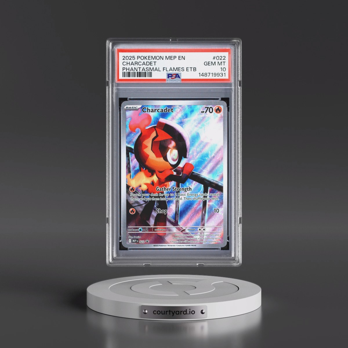 2025 Pokémon Mep EN-Me Black Star Promo #022 Charcadet - Phantasmal Flames Elite Trainer Box (PSA 10 GEM MINT)