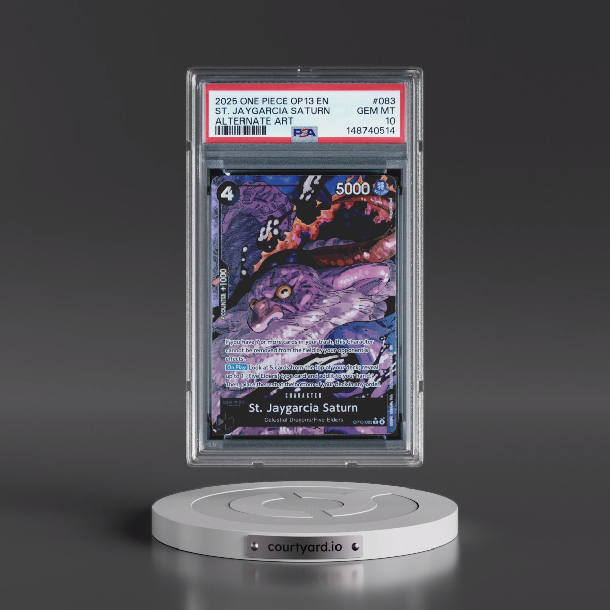 2025 One Piece OP13-Carrying on His Will #083 St. Jaygarcia Saturn - Alternate Art (PSA 10 GEM MINT)