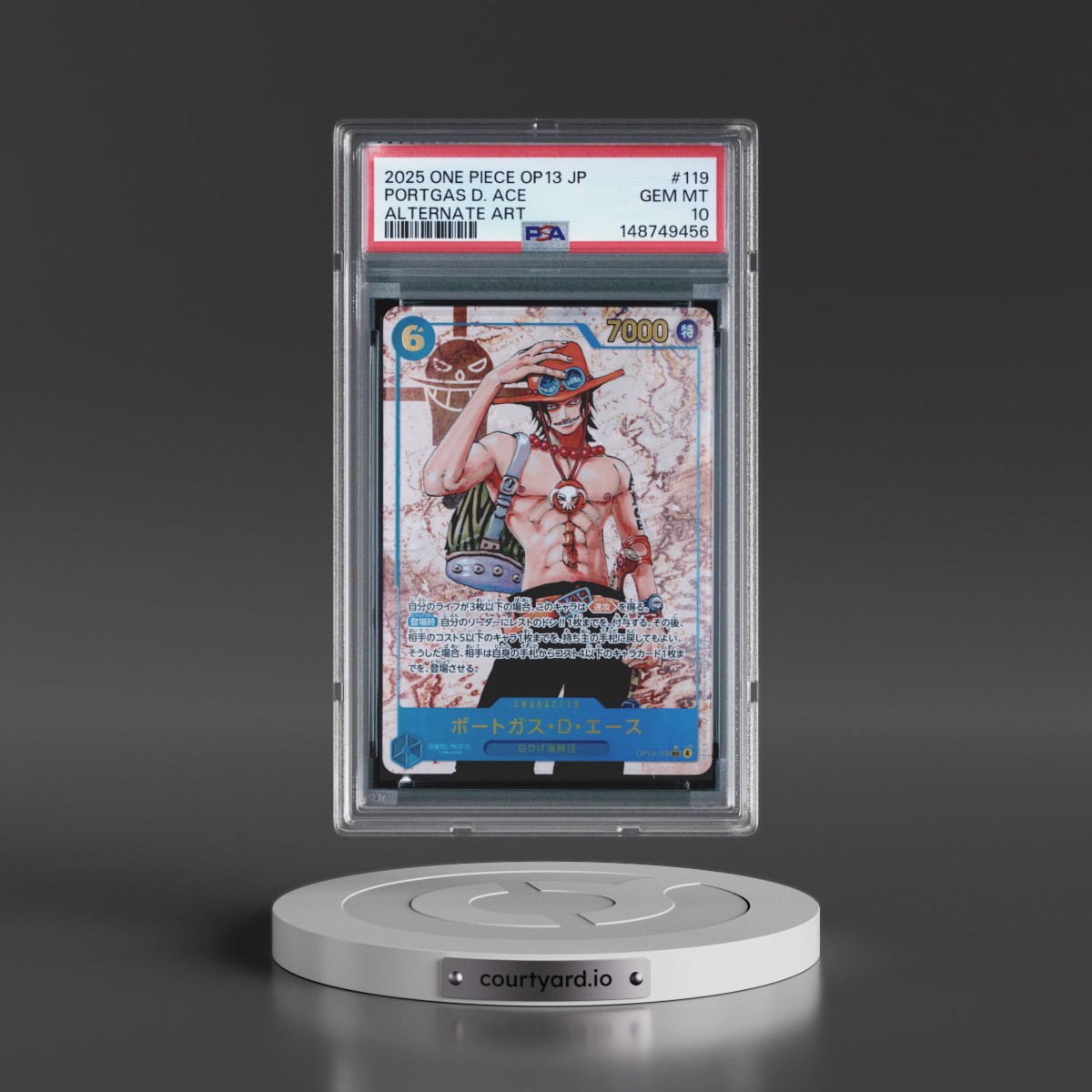 2025 One Piece Japanese OP13-Carrying on His Will #119 Portgas D. Ace - Alternate Art (PSA 10 GEM MINT)