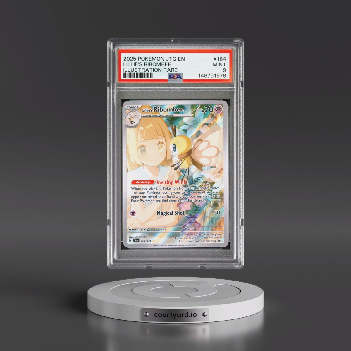 2025 Pokémon Jtg EN-Journey Together #164 Lillie's Ribombee - Illustration Rare (PSA 9 MINT)