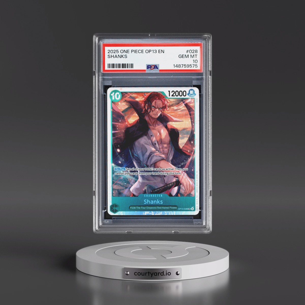 2025 One Piece OP13-Carrying on His Will #028 Shanks (PSA 10 GEM MINT)