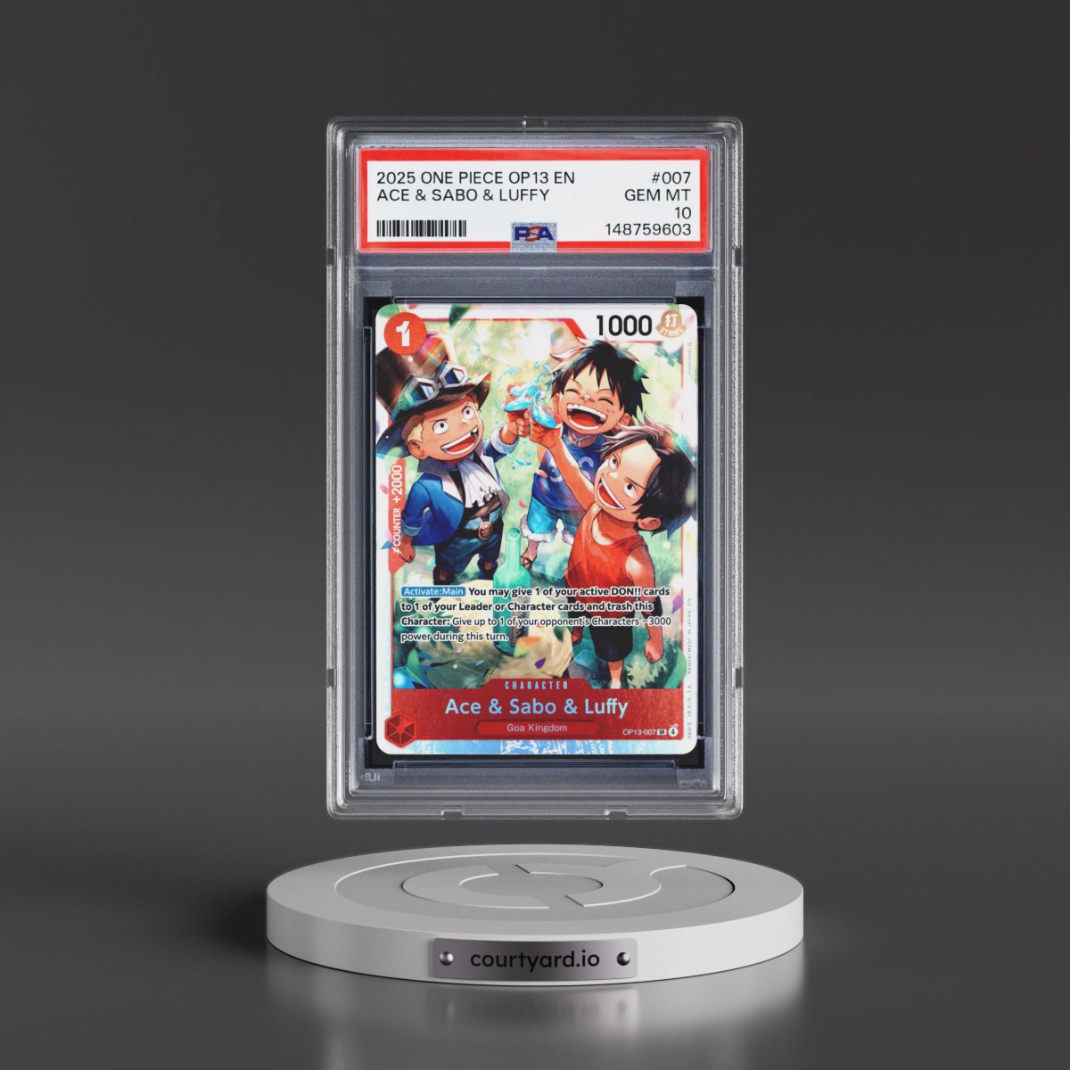 2025 One Piece OP13-Carrying on His Will #007 Ace & Sabo & Luffy (PSA 10 GEM MINT)