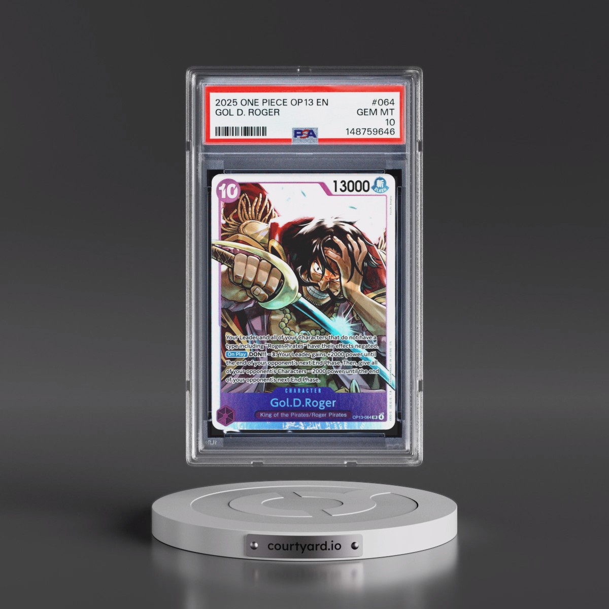 2025 One Piece OP13-Carrying on His Will #064 Gol D. Roger (PSA 10 GEM MINT)