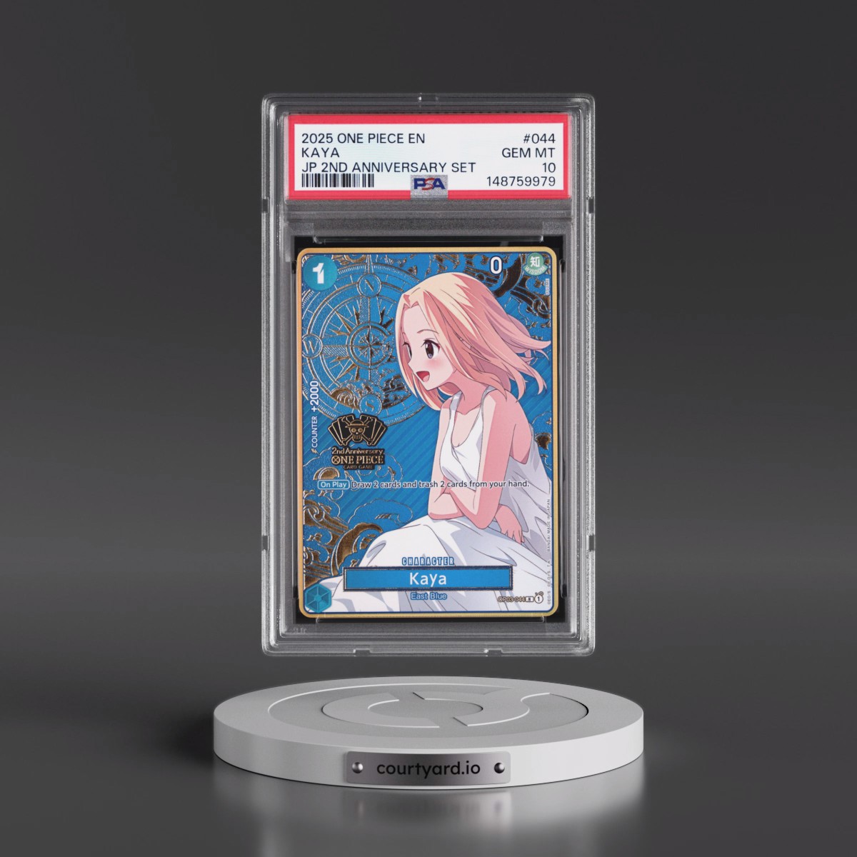 2025 One Piece Japanese 2nd Anniversary Set #044 Kaya (PSA 10 GEM MINT)