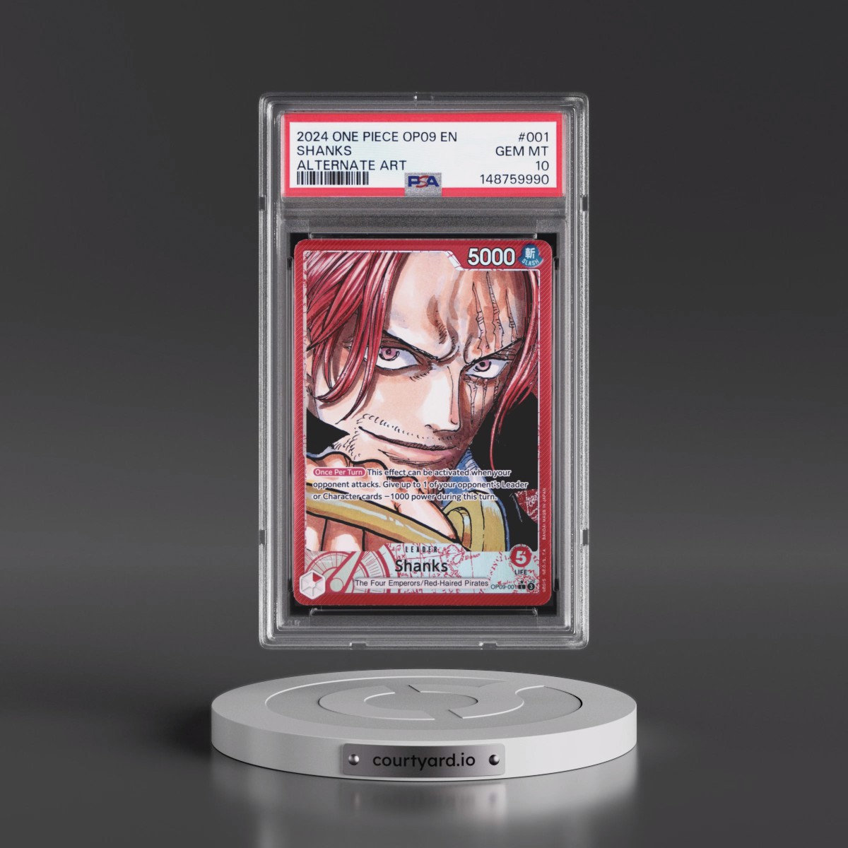 2024 One Piece OP09-Emperors in the New World #001 Shanks - Alternate Art (PSA 10 GEM MINT)