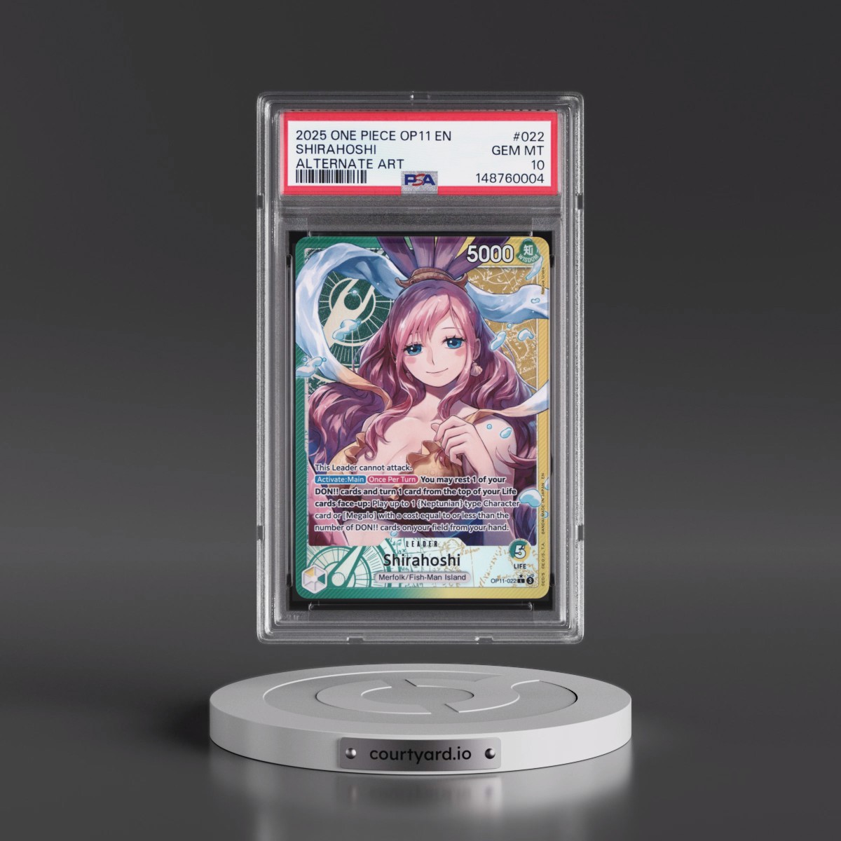 2025 One Piece OP11-A Fist of Divine Speed #022 Shirahoshi - Alternate Art (PSA 10 GEM MINT)