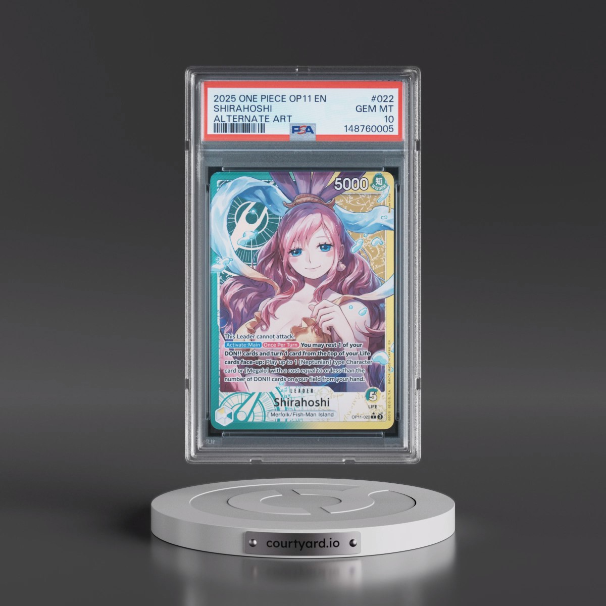 2025 One Piece OP11-A Fist of Divine Speed #022 Shirahoshi - Alternate Art (PSA 10 GEM MINT)