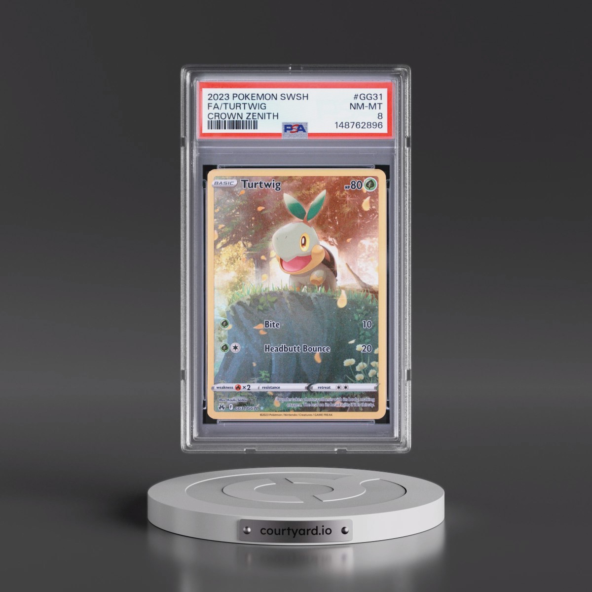 2023 Pokémon Sword and Shield Crown Zenith #GG31 Turtwig - Full Art (PSA 8 NM-MT)