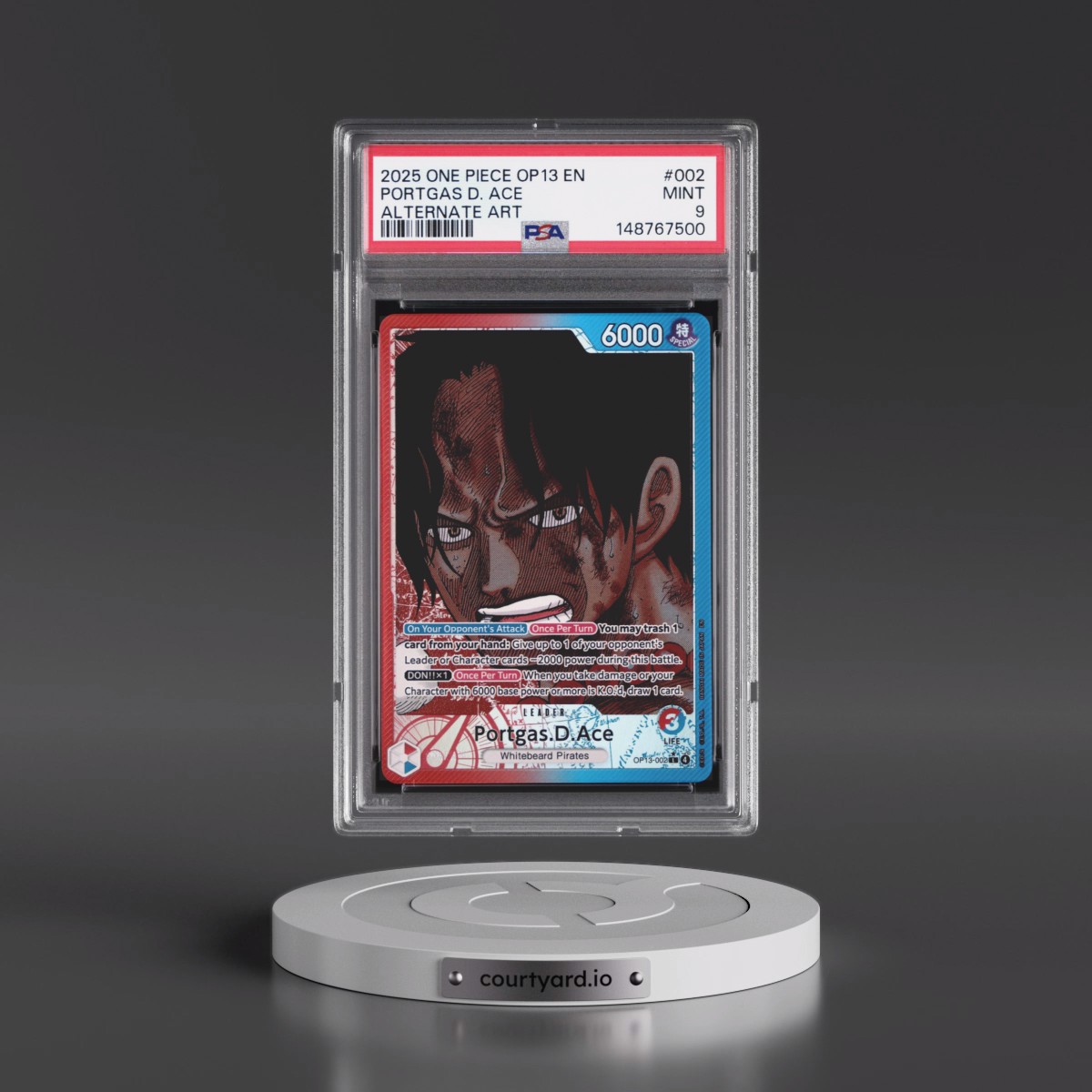 2025 One Piece OP13-Carrying on His Will #002 Portgas D. Ace - Alternate Art (PSA 9 MINT)