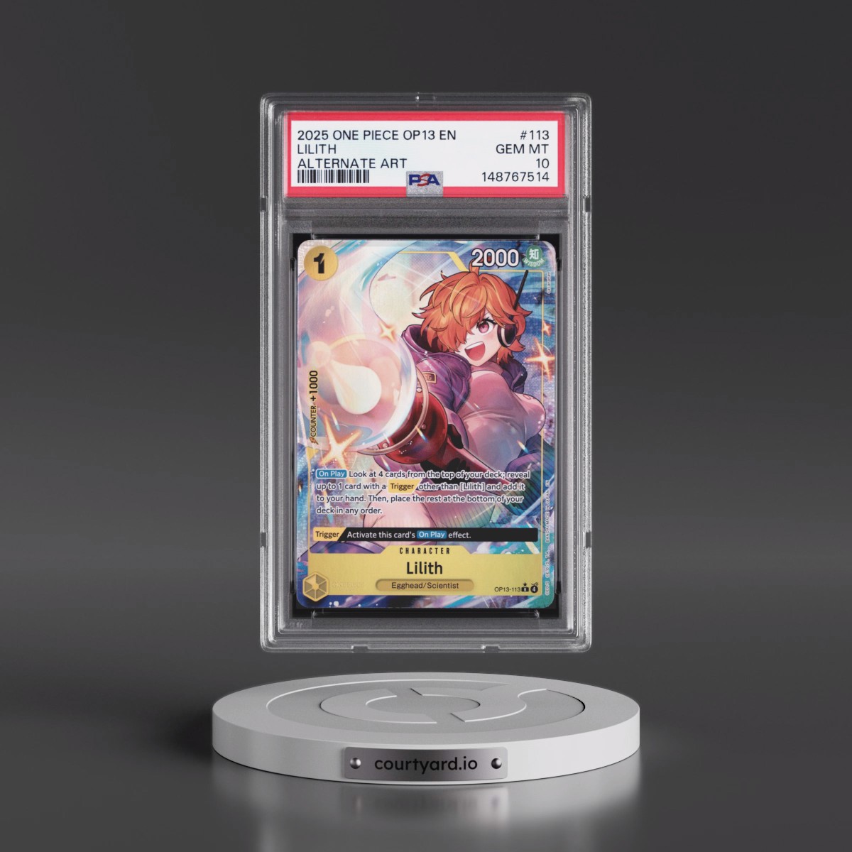 2025 One Piece OP13-Carrying on His Will #113 Lilith - Alternate Art (PSA 10 GEM MINT)
