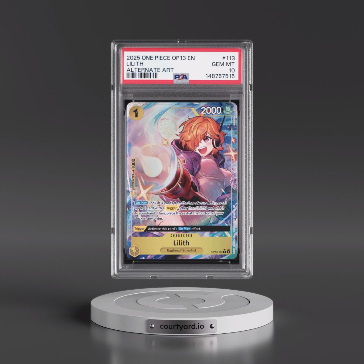 2025 One Piece OP13-Carrying on His Will #113 Lilith - Alternate Art (PSA 10 GEM MINT)