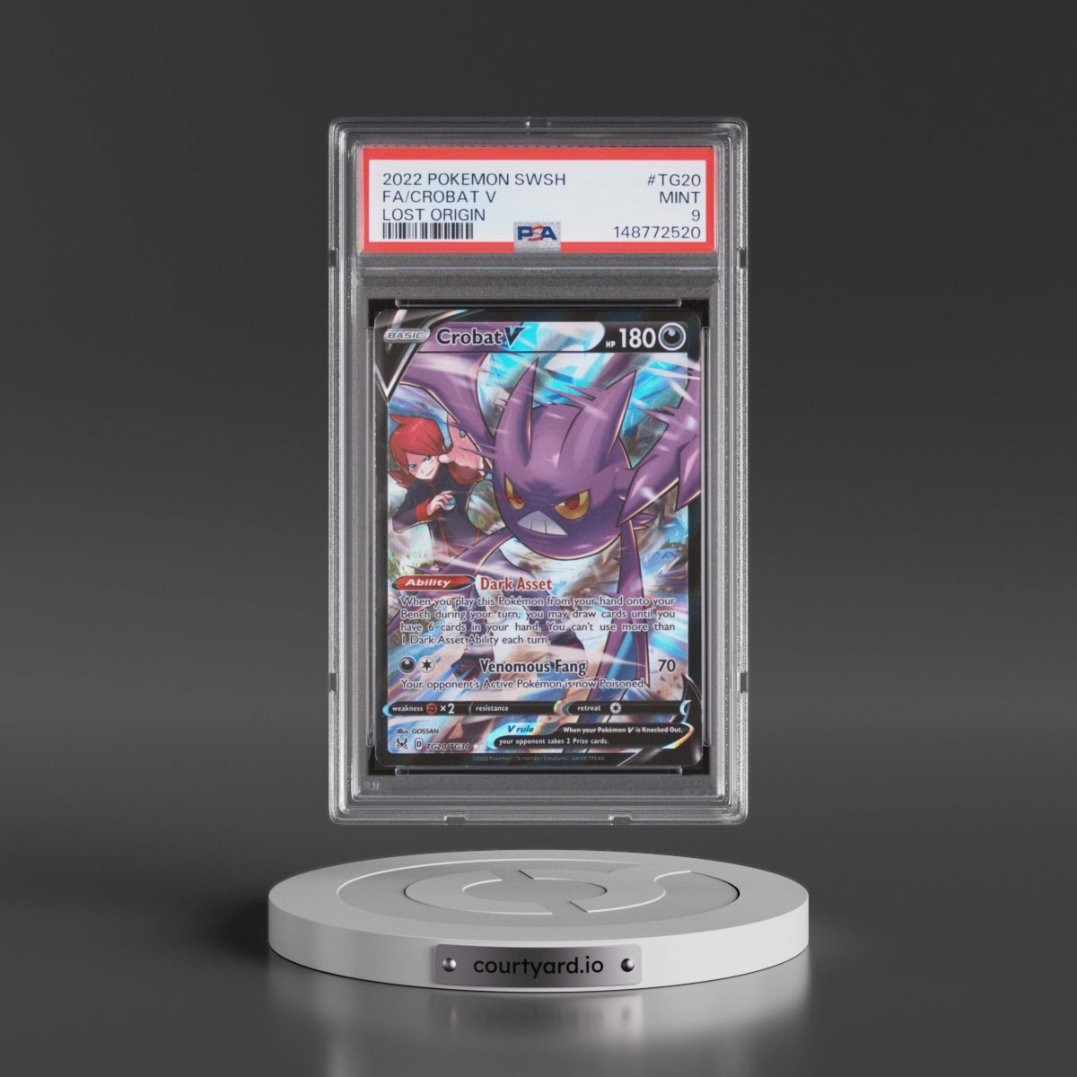 2022 Pokémon Sword & Shield Lost Origin #TG20 Crobat V - Holo Full Art (PSA 9 MINT)