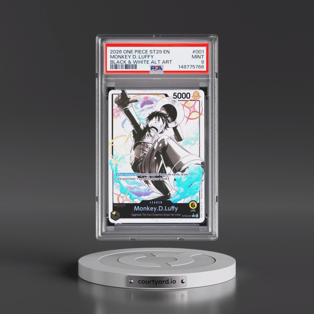 2026 One Piece Starter Deck ST29-Egghead #001 Monkey D. Luffy - Black & White Alternate Art (PSA 9 MINT)