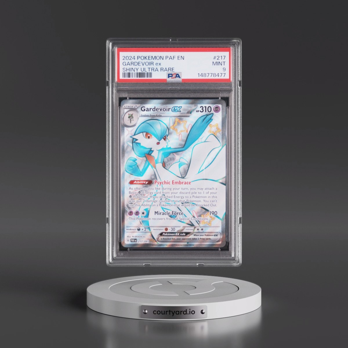 2024 Pokémon Paf EN-Paldean Fates #217 Gardevoir EX - Holo Shiny Ultra Rare (PSA 9 MINT)