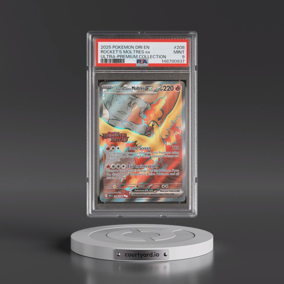 2025 Pokémon Dri EN-Destined Rivals #208 Team Rocket's Moltres EX - Holo Team Rocket's Moltres EX Ultra-Premium Collection (PSA 9 MINT)