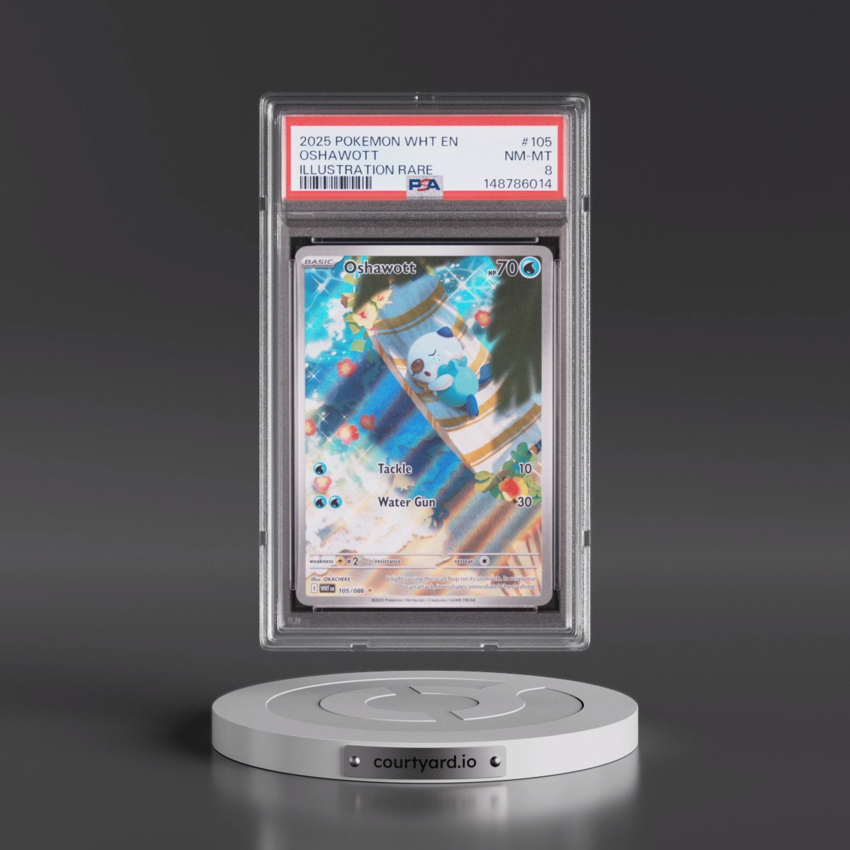 2025 Pokémon Wht EN-White Flare #105 Oshawott - Illustration Rare (PSA 8 NM-MT)