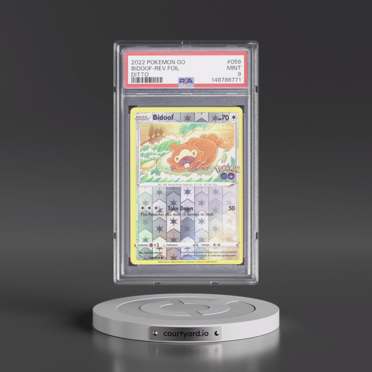 2022 Pokémon Go #059 Bidoof - Reverse Foil Ditto (PSA 9 MINT)