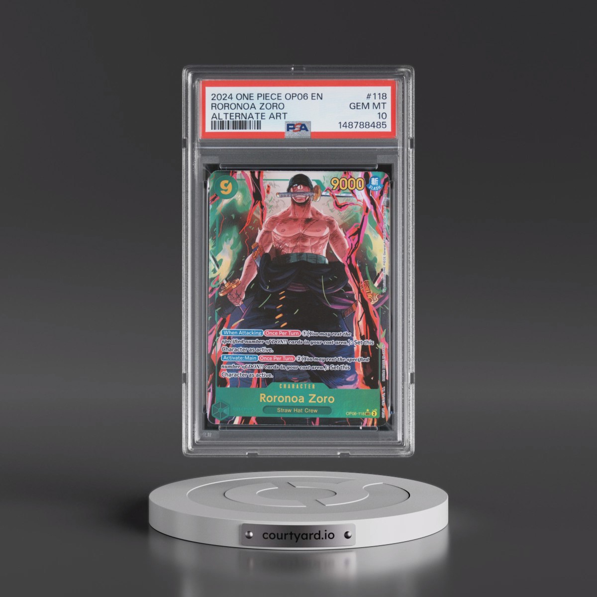 2024 One Piece OP06-Wings of the Captain #118 Roronoa Zoro - Alternate Art (PSA 10 GEM MINT)