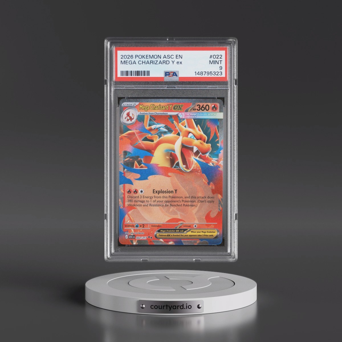 2026 Pokémon Asc EN-Ascended Heroes #022 Mega Charizard Y EX - Holo (PSA 9 MINT)
