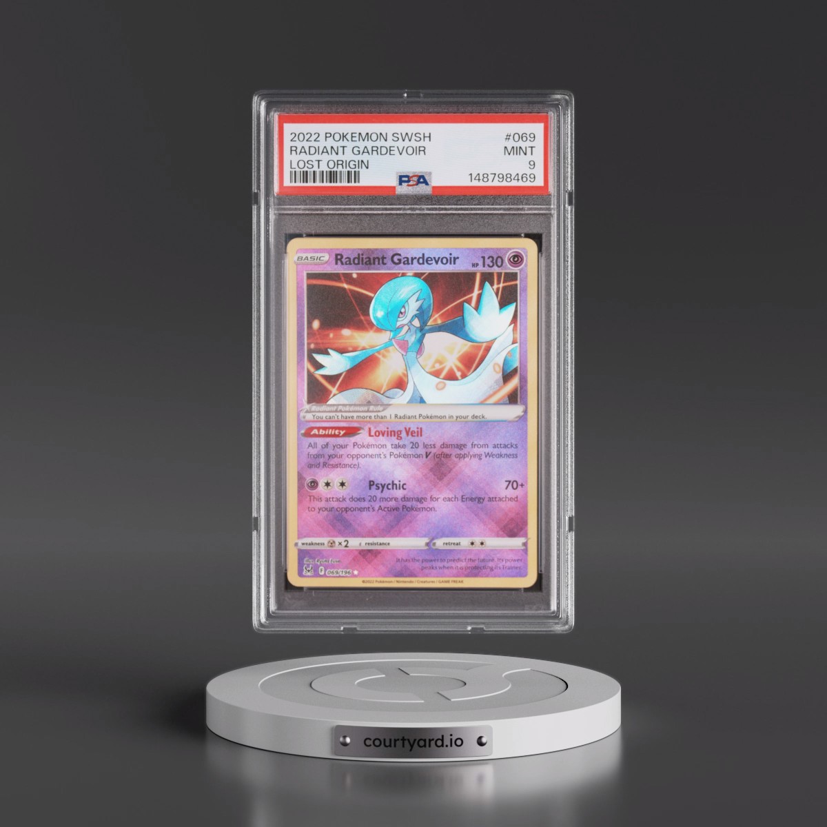 2022 Pokémon Sword & Shield Lost Origin #069 Radiant Gardevoir - Holo (PSA 9 MINT)