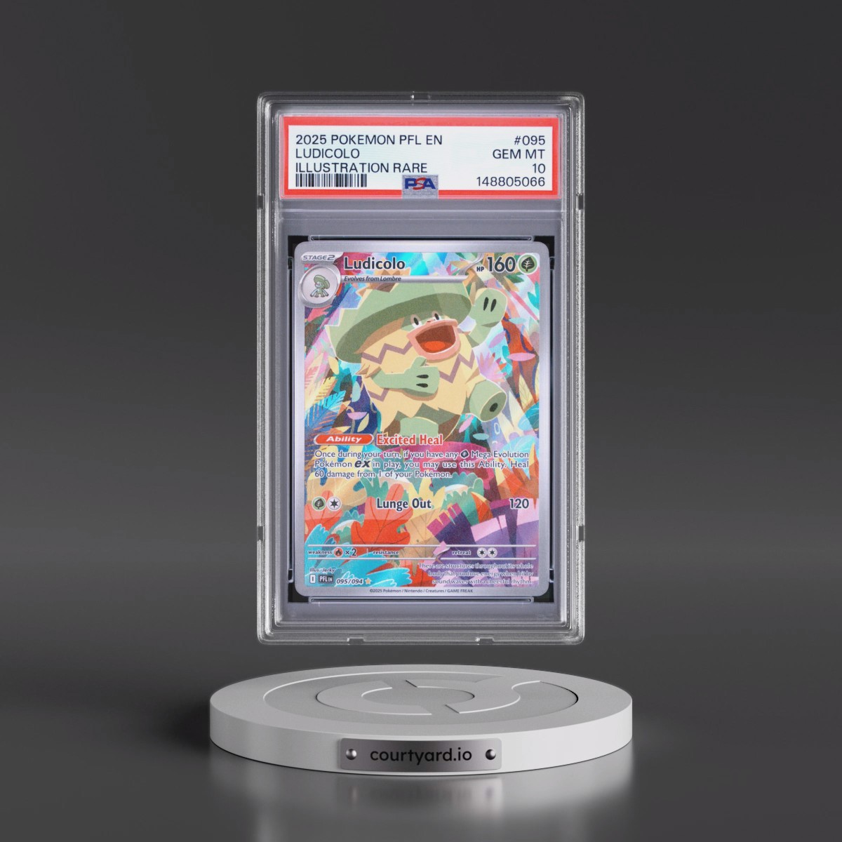2025 Pokémon Pfl EN-Phantasmal Flames #095 Ludicolo - Illustration Rare (PSA 10 GEM MINT)