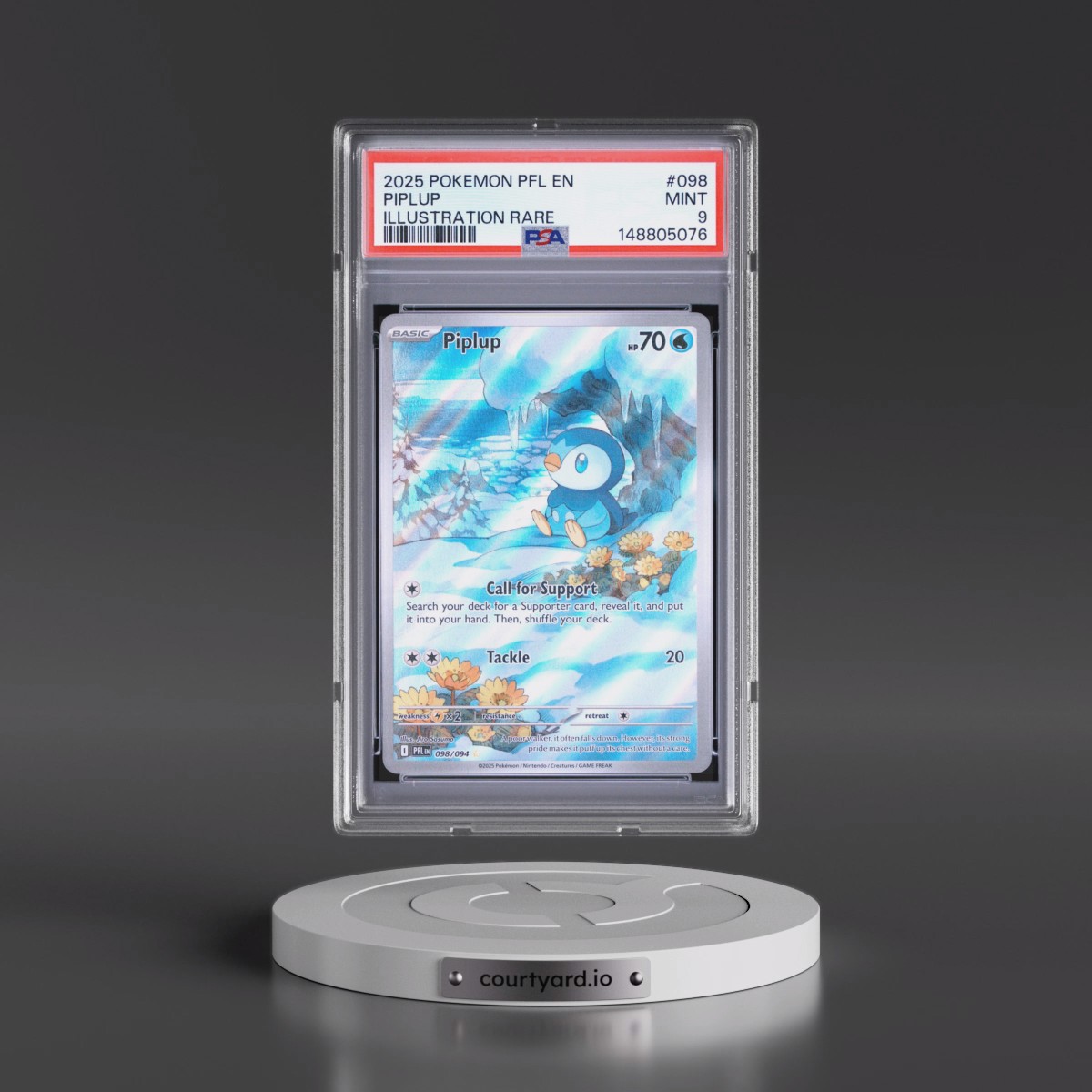 2025 Pokémon Pfl EN-Phantasmal Flames #098 Piplup - Illustration Rare (PSA 9 MINT)
