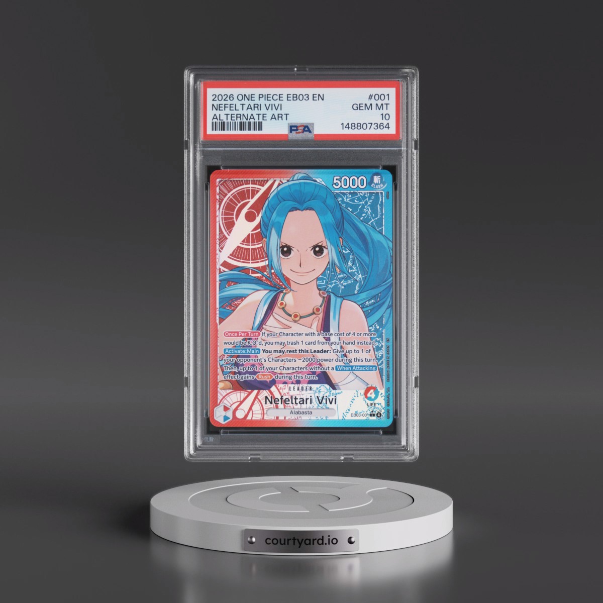 2026 One Piece EB03-Extra Booster -One Piece Heroines Edition #001 Nefeltari Vivi - Alternate Art (PSA 10 GEM MINT)