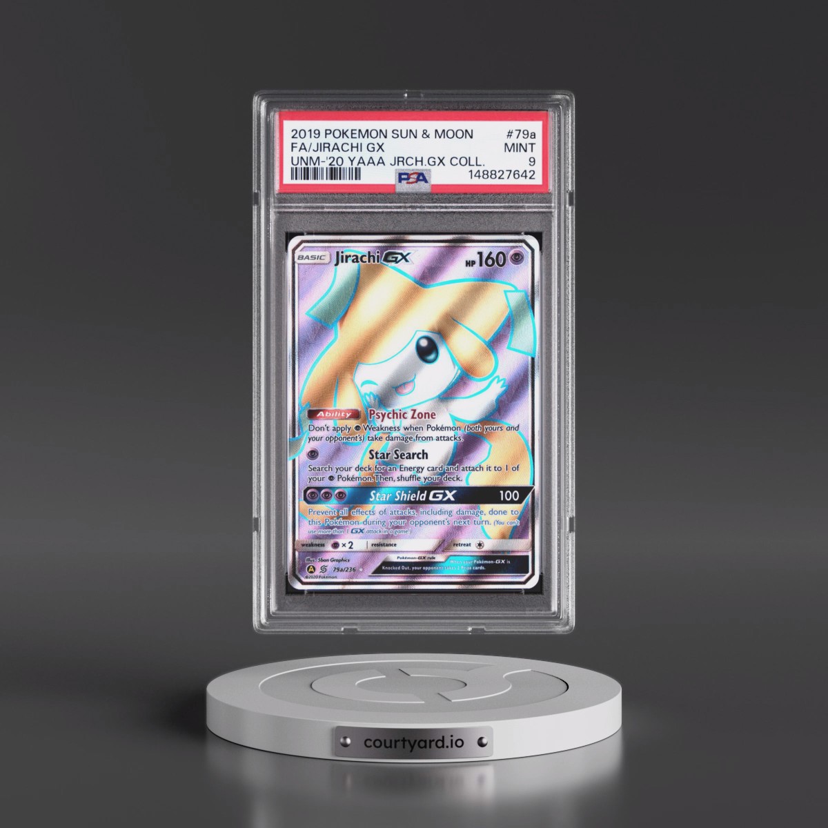 2019 Pokémon Sun & Moon Unified Minds #79a Jirachi GX - Holo Full Art 2020 Yellow A Alternate Art Jirachi GX Collection (PSA 9 MINT)