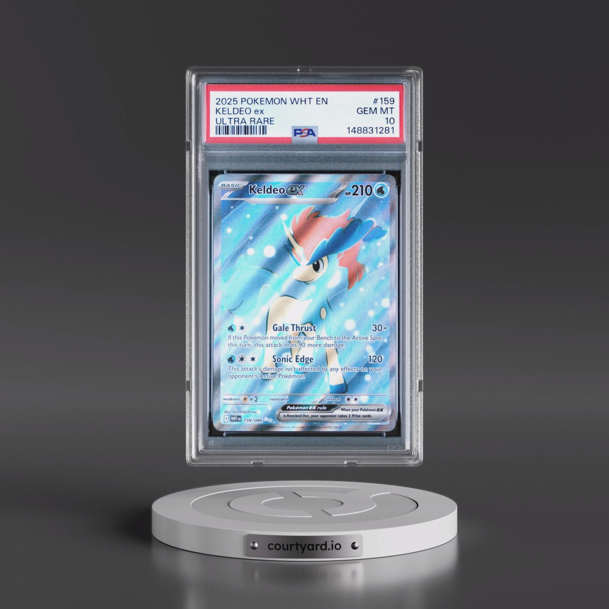 2025 Pokémon Wht EN-White Flare #159 Keldeo EX - Holo Ultra Rare (PSA 10 GEM MINT)