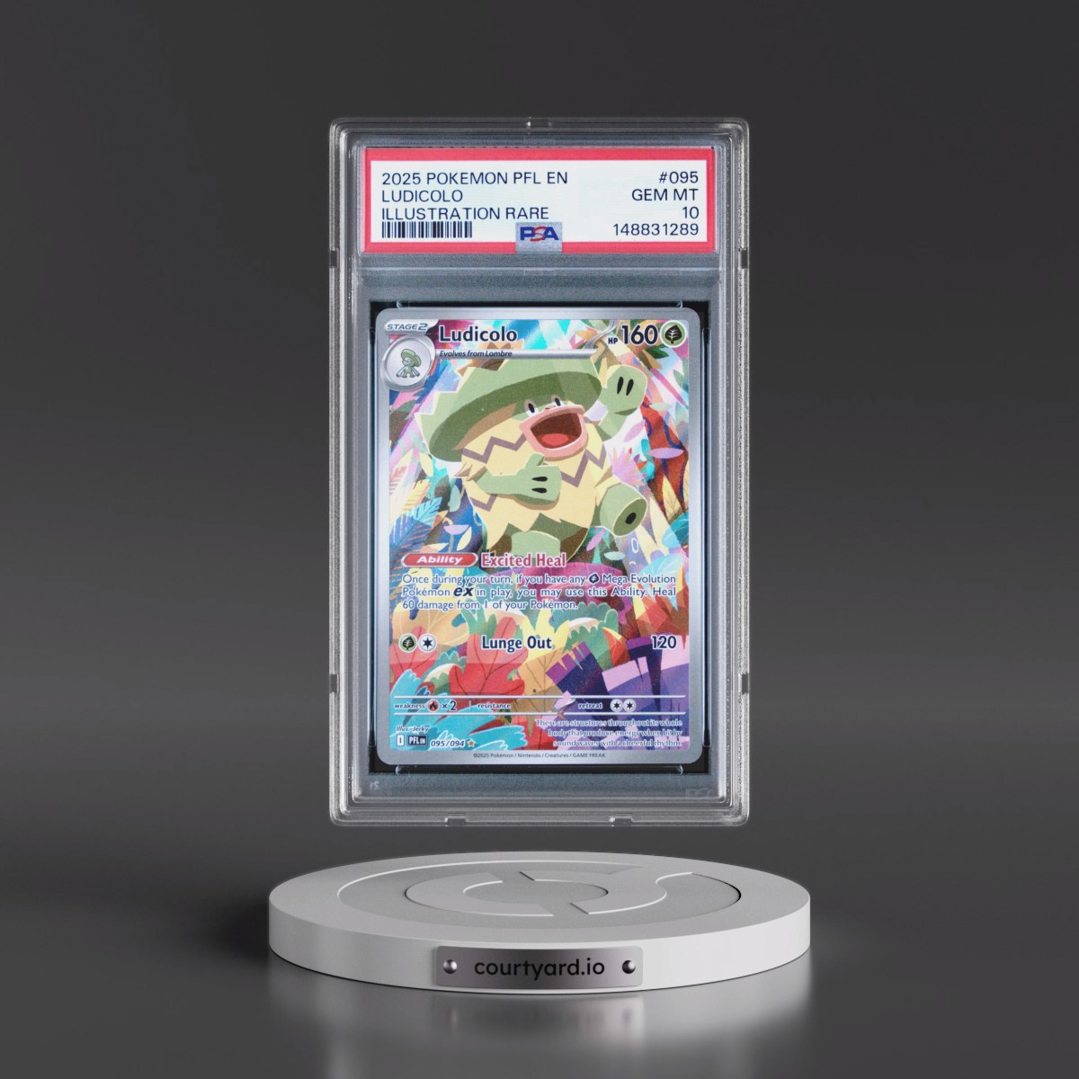 2025 Pokémon Pfl EN-Phantasmal Flames #095 Ludicolo - Illustration Rare (PSA 10 GEM MINT)