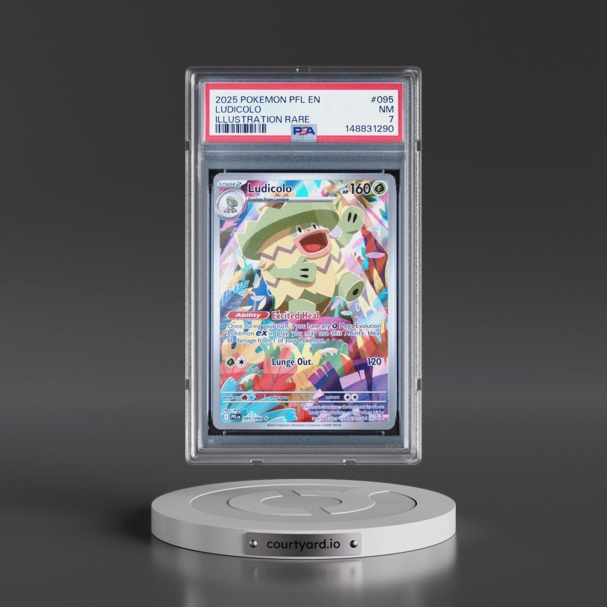 2025 Pokémon Pfl EN-Phantasmal Flames #095 Ludicolo - Illustration Rare (PSA 7 NM)