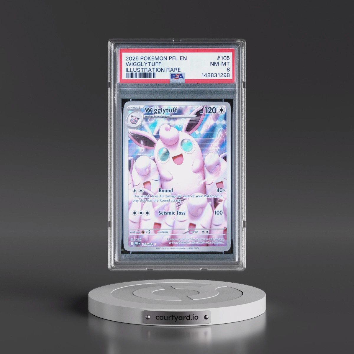 2025 Pokémon Pfl EN-Phantasmal Flames #105 Wigglytuff - Illustration Rare (PSA 8 NM-MT)