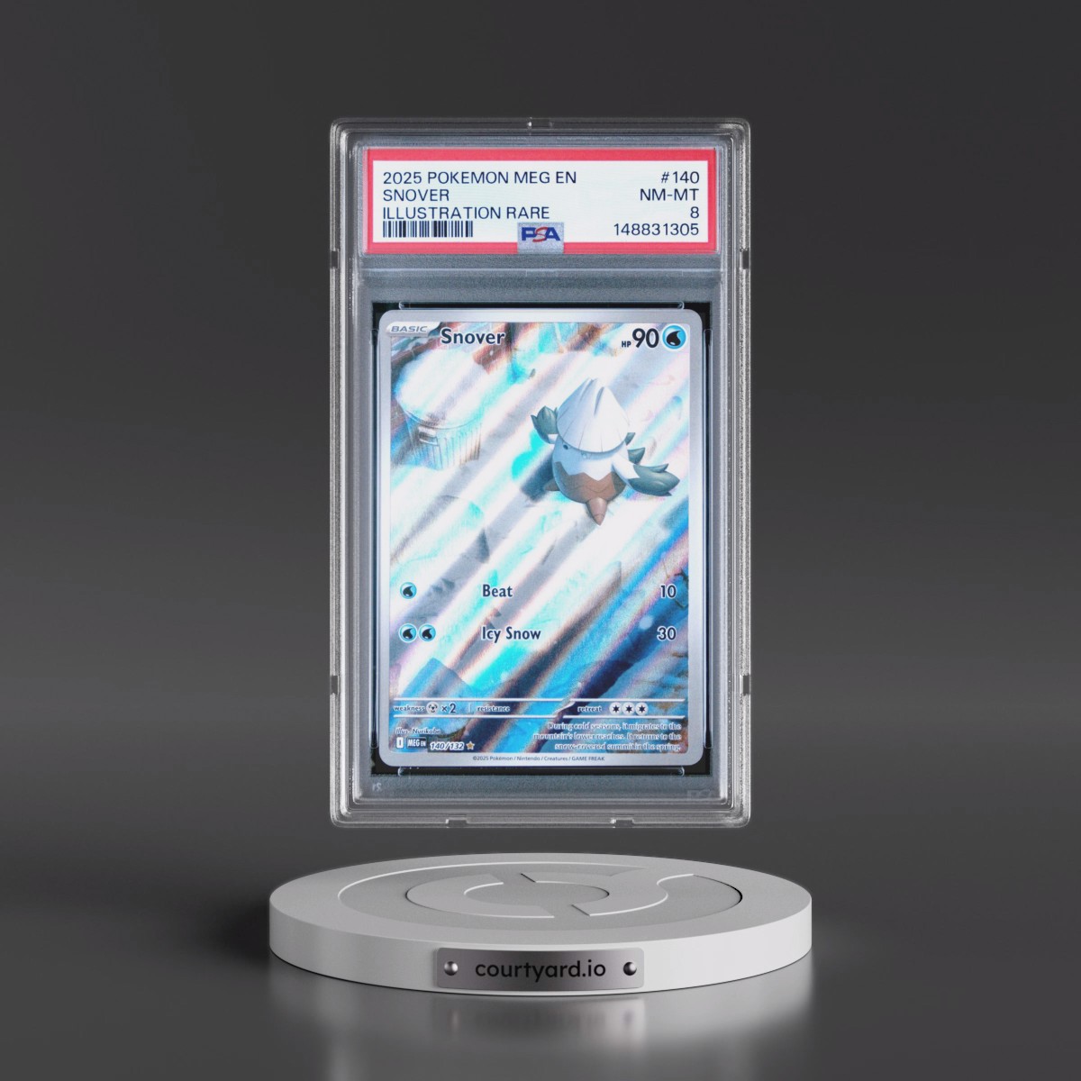 2025 Pokémon Meg EN-Mega Evolution #140 Snover - Illustration Rare (PSA 8 NM-MT)