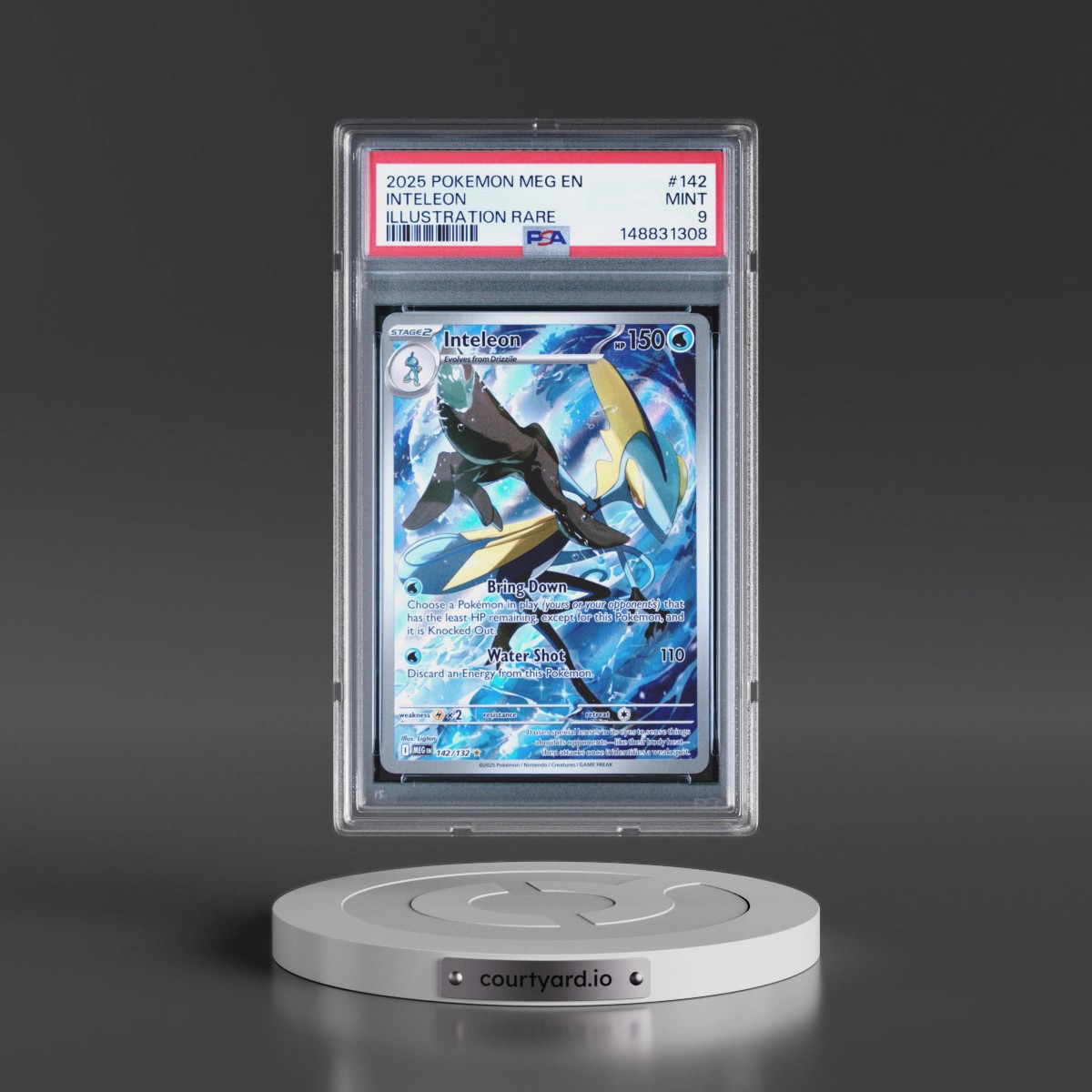 2025 Pokémon Meg EN-Mega Evolution #142 Inteleon - Illustration Rare (PSA 9 MINT)