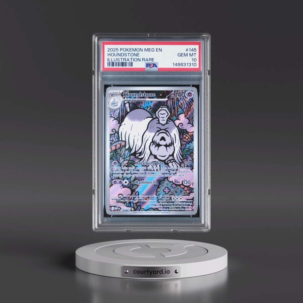 2025 Pokémon Meg EN-Mega Evolution #145 Houndstone - Illustration Rare (PSA 10 GEM MINT)
