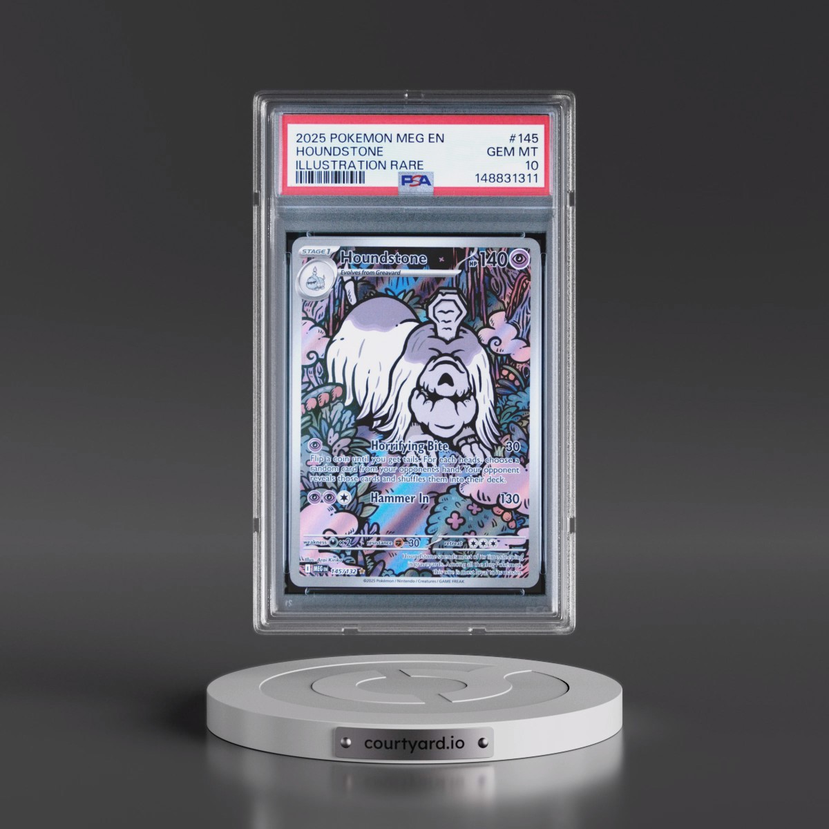 2025 Pokémon Meg EN-Mega Evolution #145 Houndstone - Illustration Rare (PSA 10 GEM MINT)
