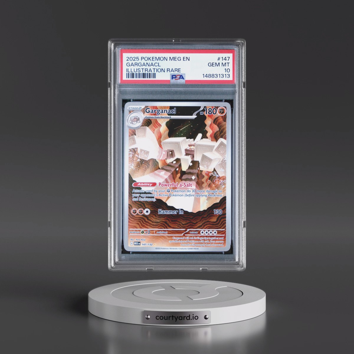 2025 Pokémon Meg EN-Mega Evolution #147 Garganacl - Illustration Rare (PSA 10 GEM MINT)