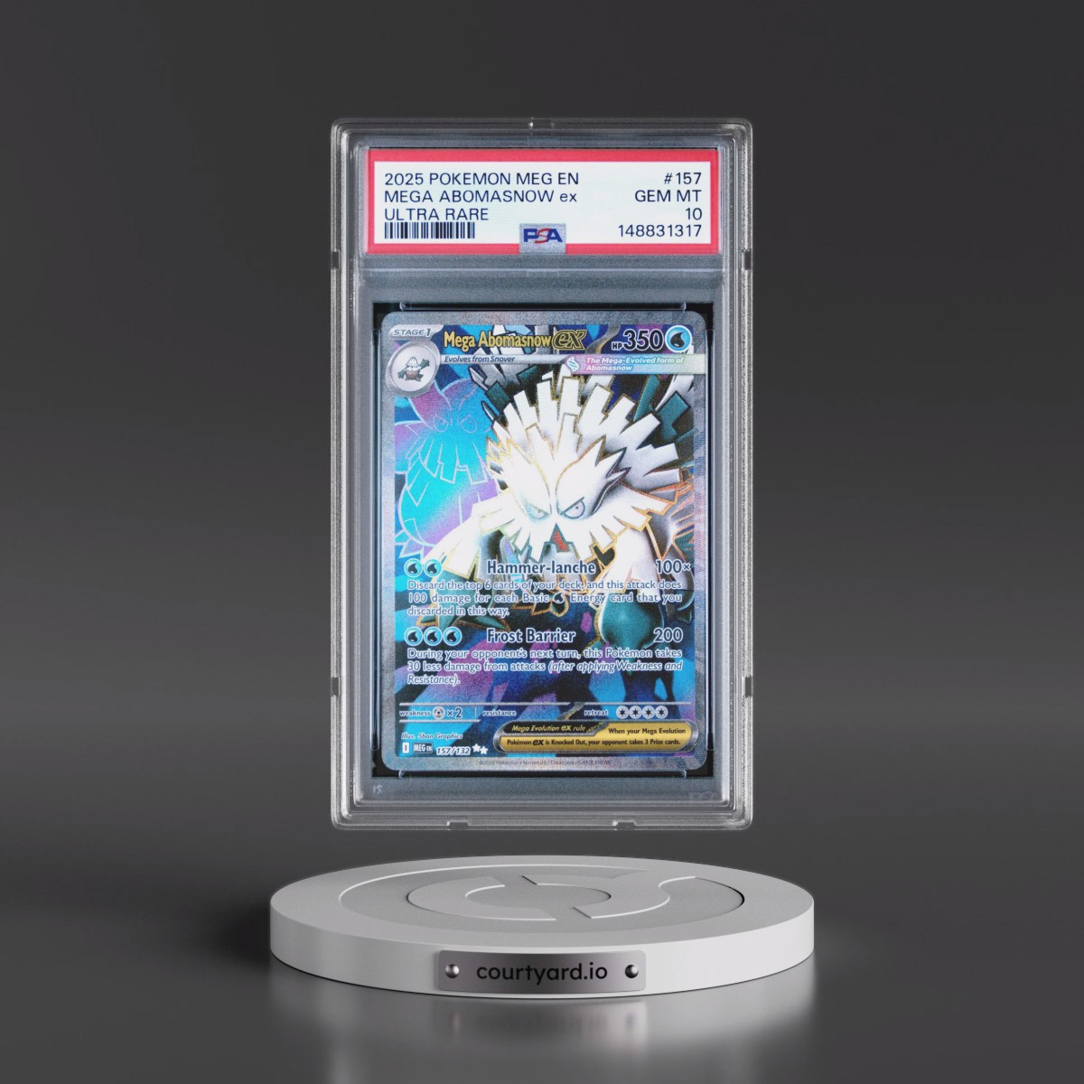 2025 Pokémon Meg EN-Mega Evolution #157 Mega Abomasnow EX - Holo Ultra Rare (PSA 10 GEM MINT)