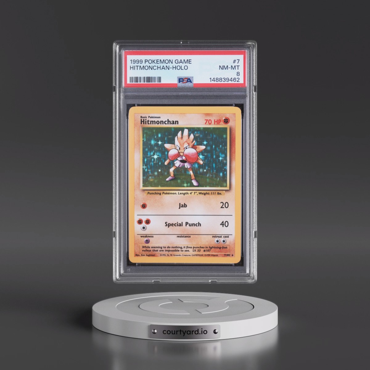 1999 Pokémon Game #7 Hitmonchan - Holo (PSA 8 NM-MT)