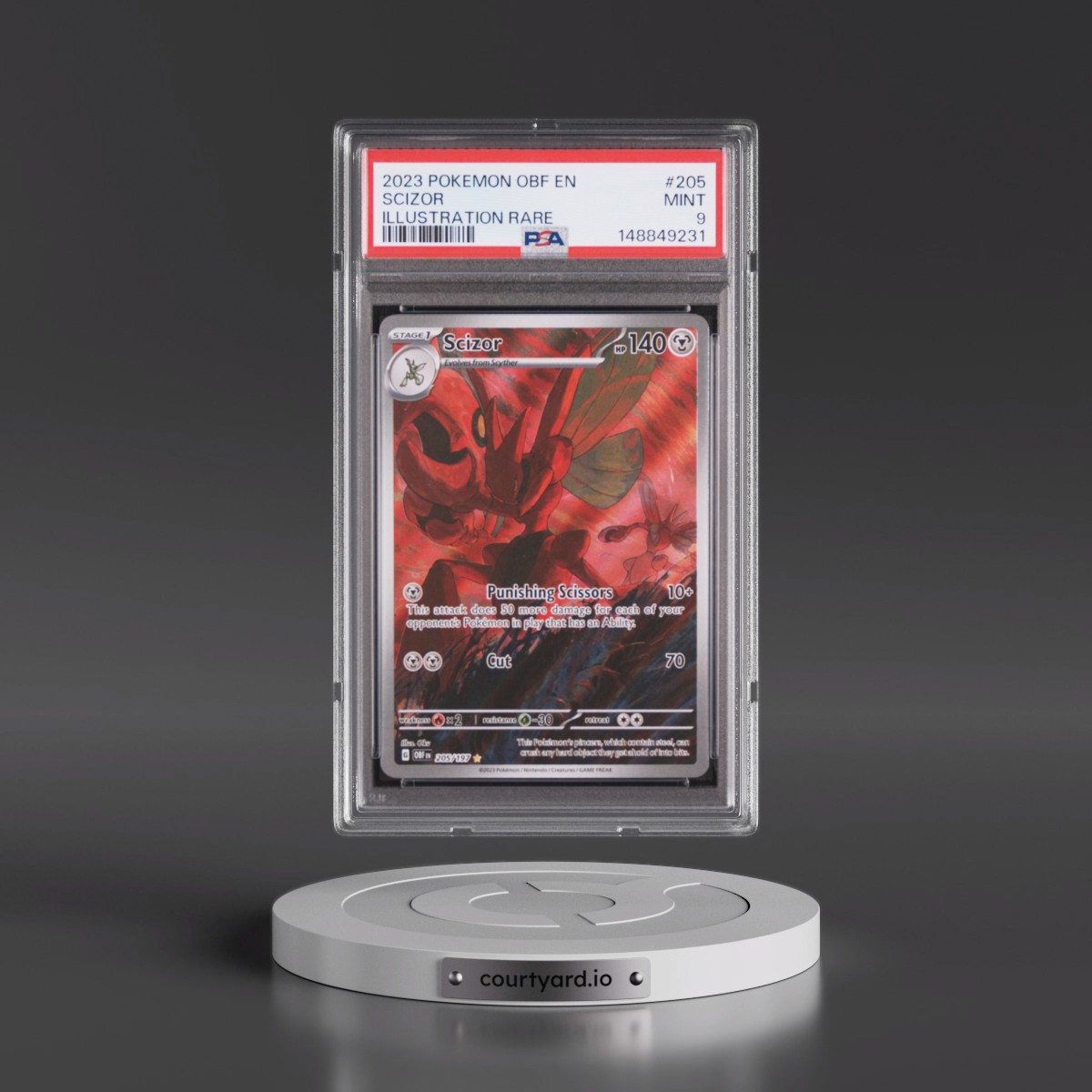 2023 Pokémon Obf EN-Obsidian Flames #205 Scizor - Illustration Rare (PSA 9 MINT)