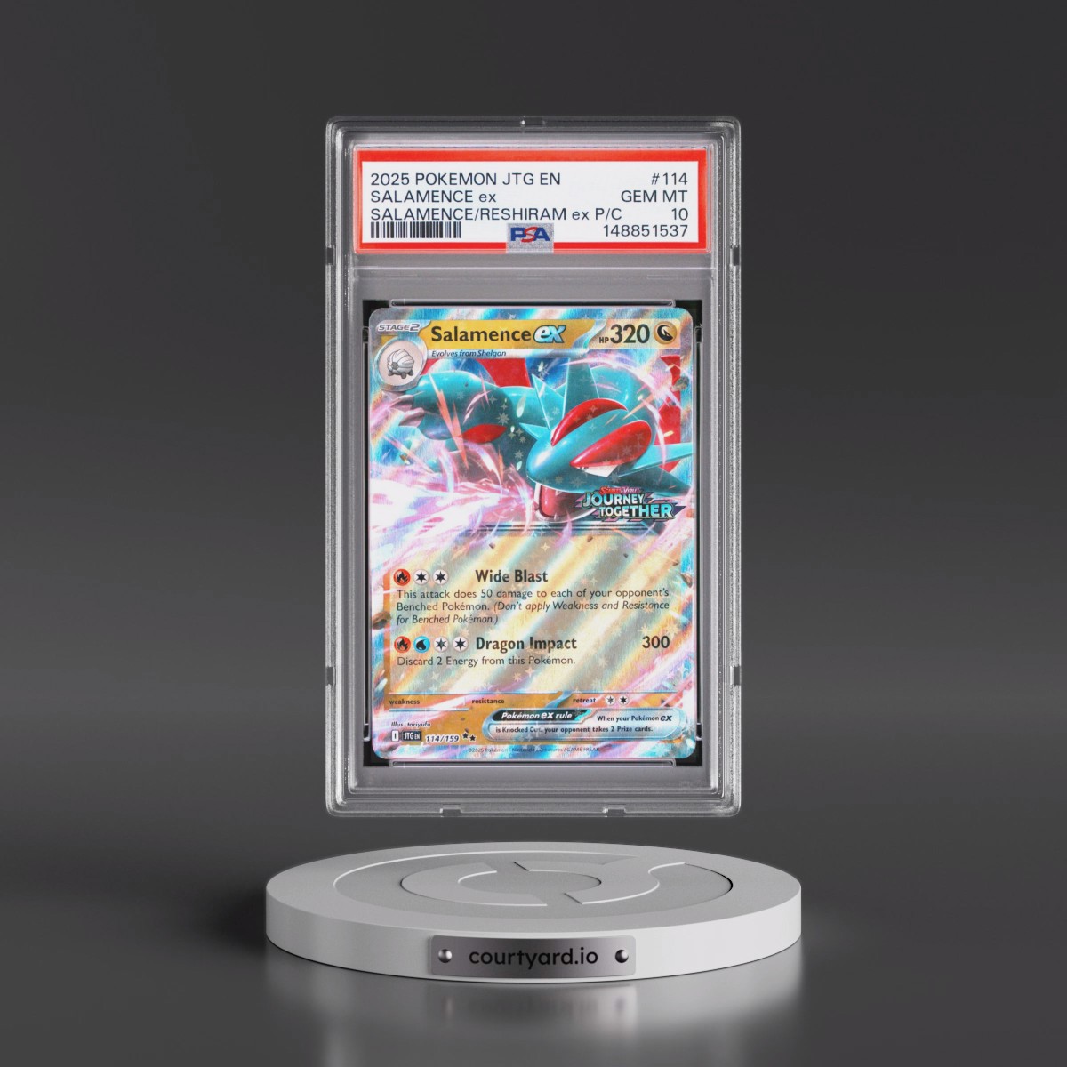 2025 Pokémon Jtg EN-Journey Together #114 Salamence EX - Holo Salamence EX & Reshiram EX Premium Collection (PSA 10 GEM MINT)