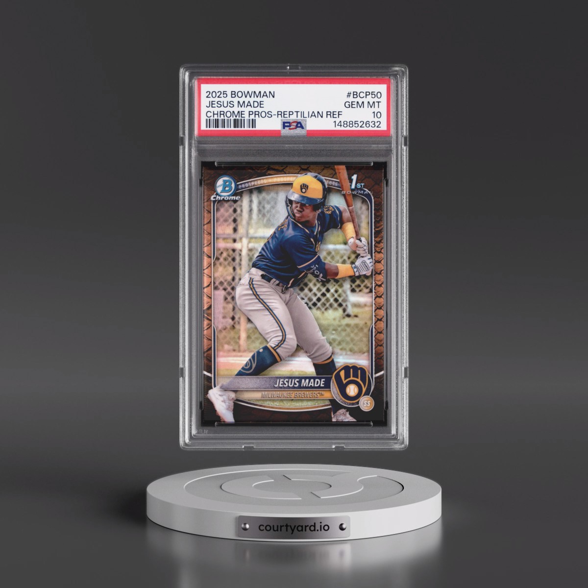 2025 Bowman Chrome Prospects #BCP50 Jesus Made - Reptilian Refractor (PSA 10 GEM MINT)