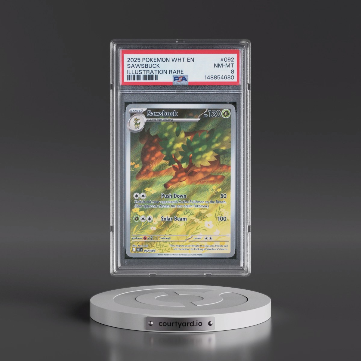 2025 Pokémon Wht EN-White Flare #092 Sawsbuck - Illustration Rare (PSA 8 NM-MT)