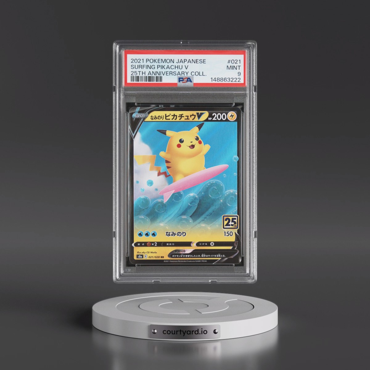 2021 Pokémon 25th Anniversary Collection #021 Surfing Pikachu V - Holo (PSA 9 MINT)