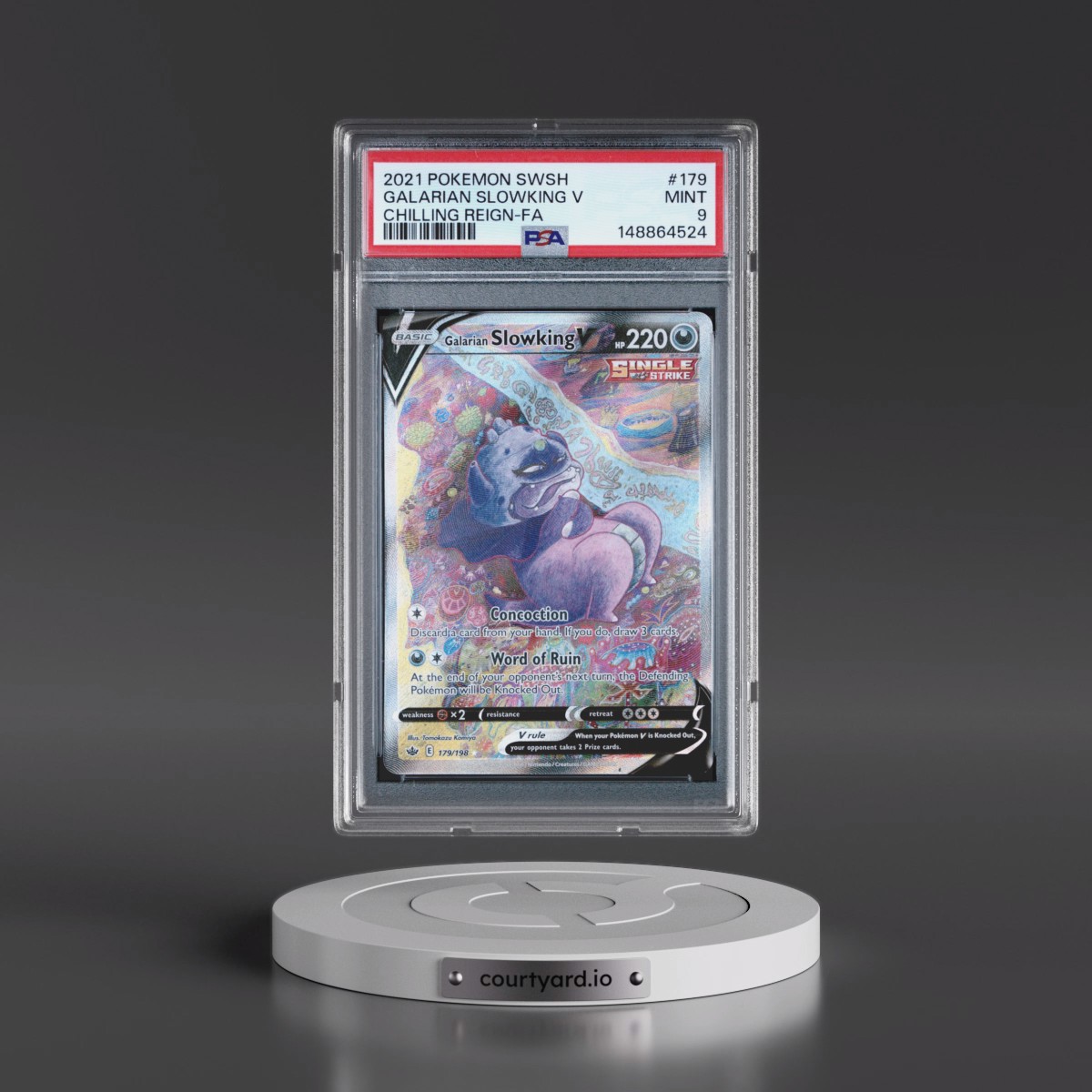 2021 Pokémon Sword & Shield Chilling Reign #179 Galarian Slowking V - Holo Full Art (PSA 9 MINT)